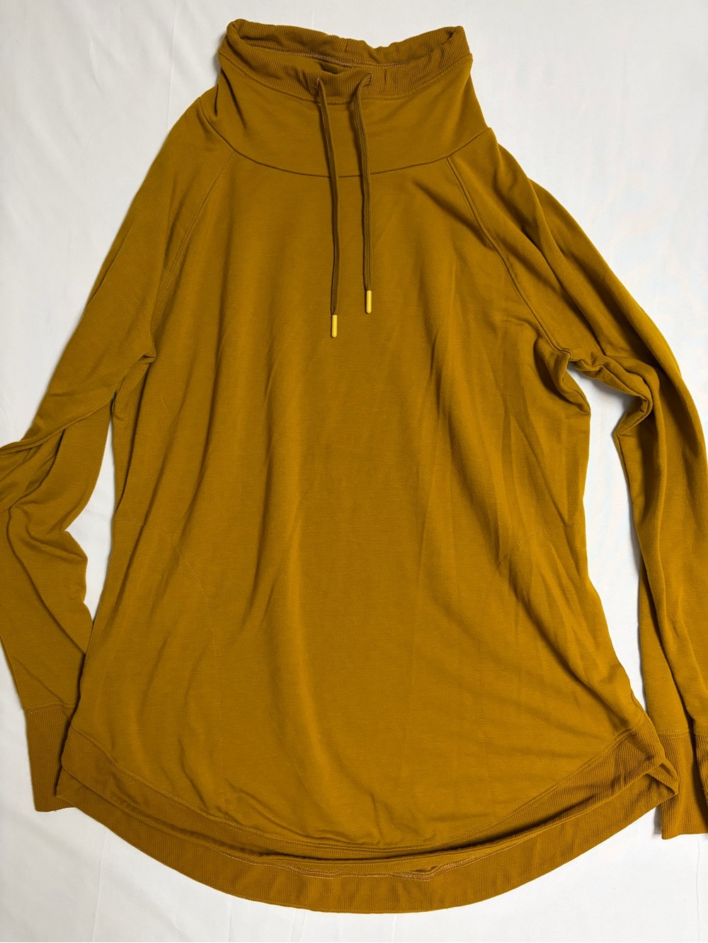 tek gear Mustard Funnel Neck Drawstring Long-Sleeve Top